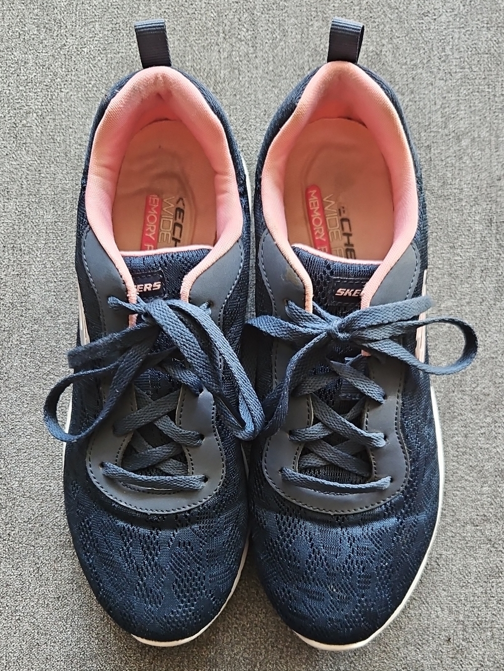 Skechers Dynamight 2.0 Homespun Navy Pink Mesh Sneakers Women’s 8.5 Wide